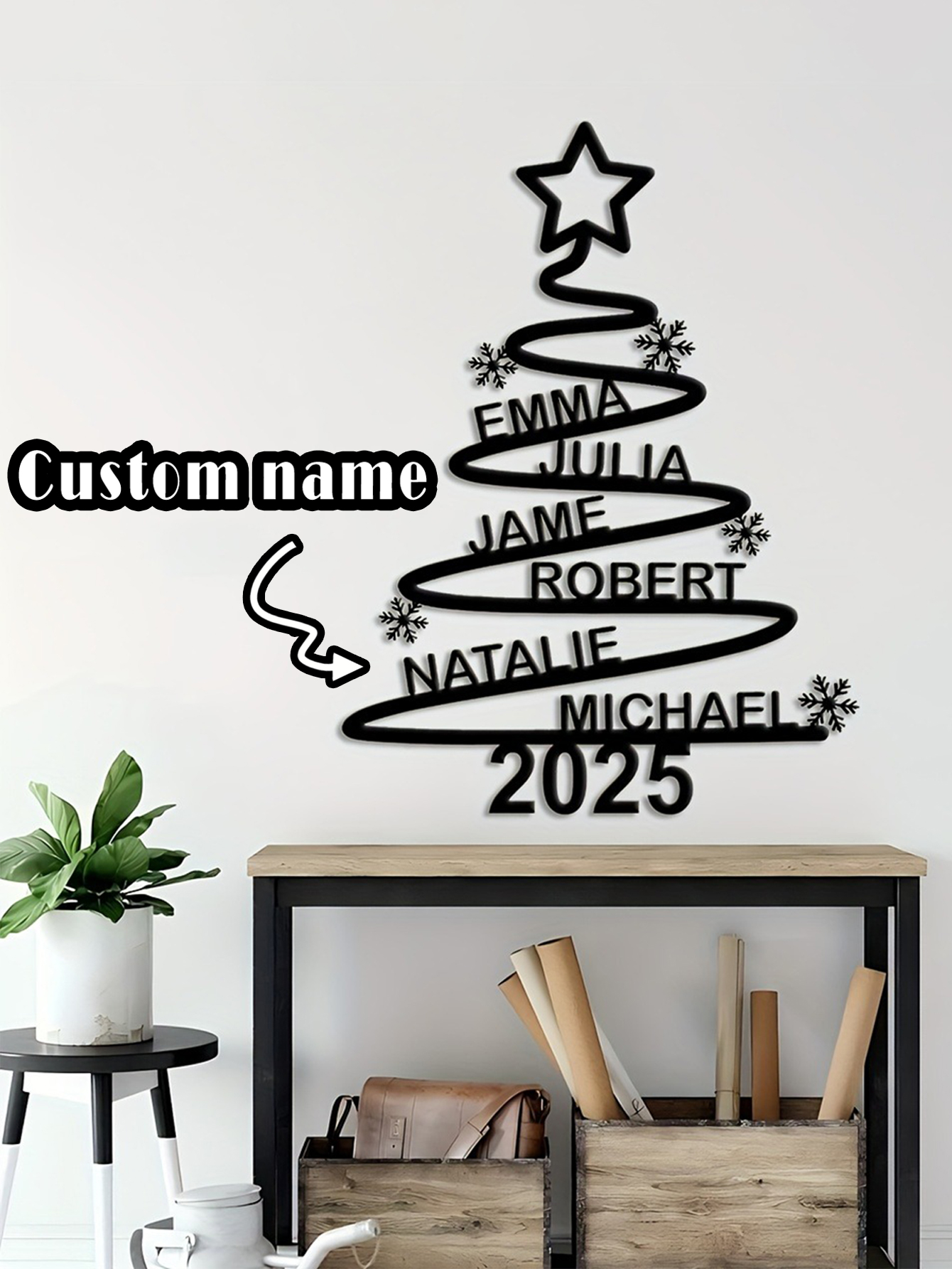 Customizable Christmas Tree Metal Signage